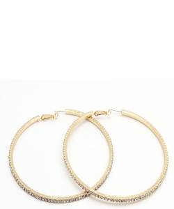 Rhinestone Hoop Earrings EH910195 GOLD CL